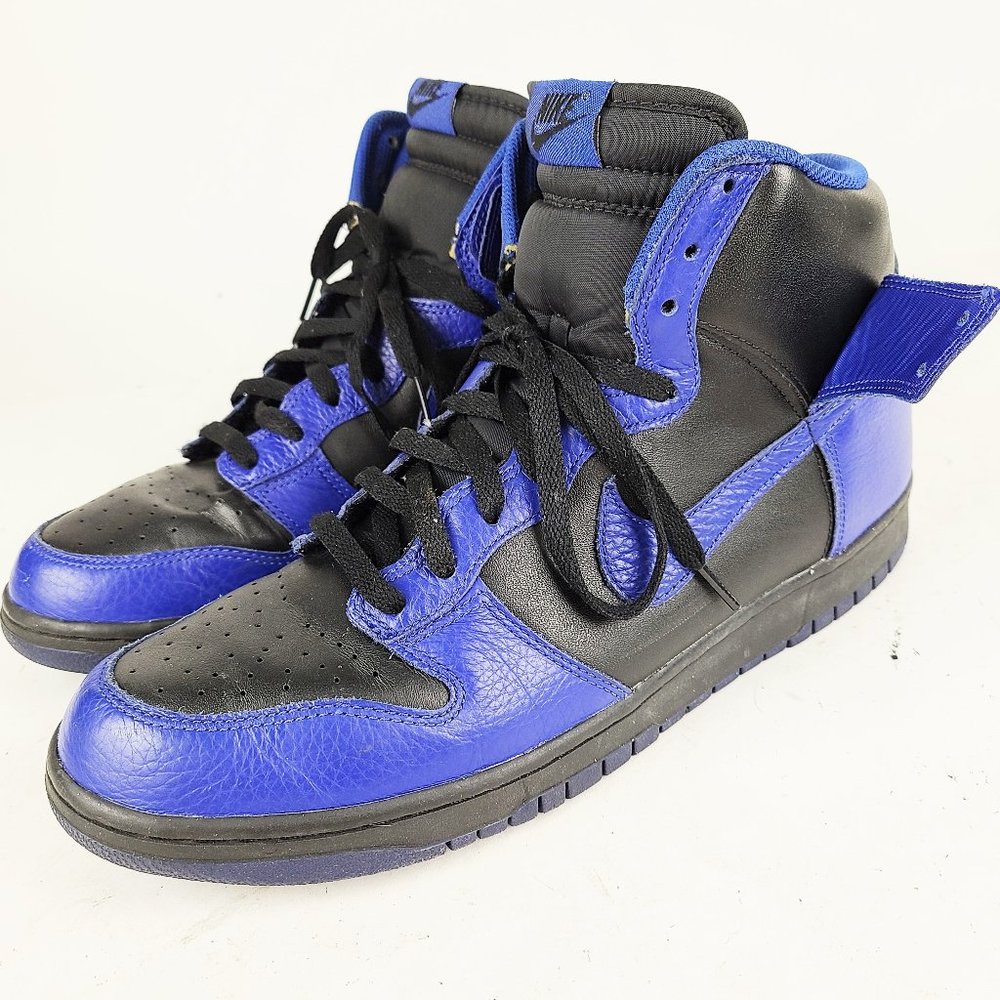 RARE Nike Dunk High Black Old Royal Leather Sz 13 Men's 317982-030 2011 VTG